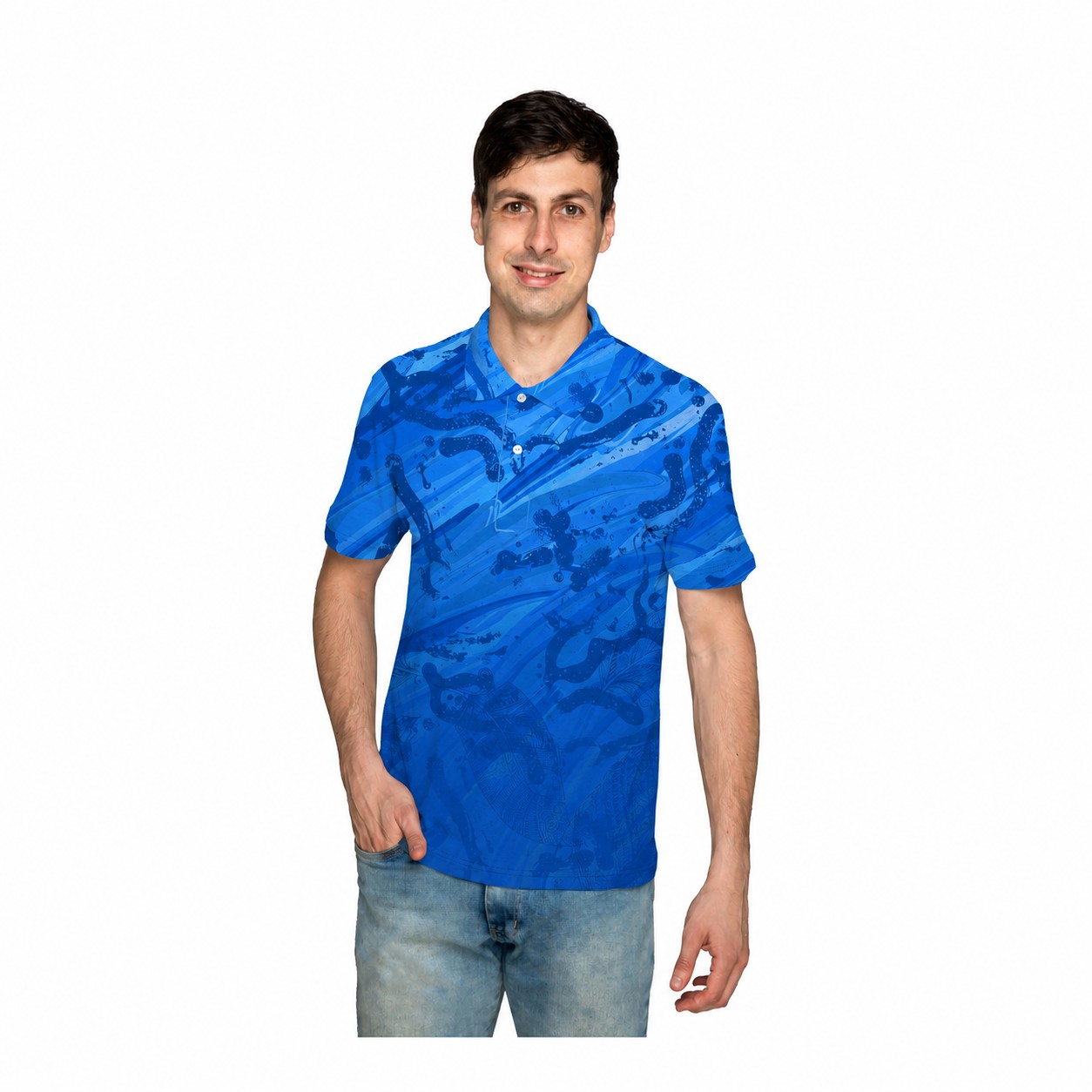 Polyester Performance Polo Shirt — Blue