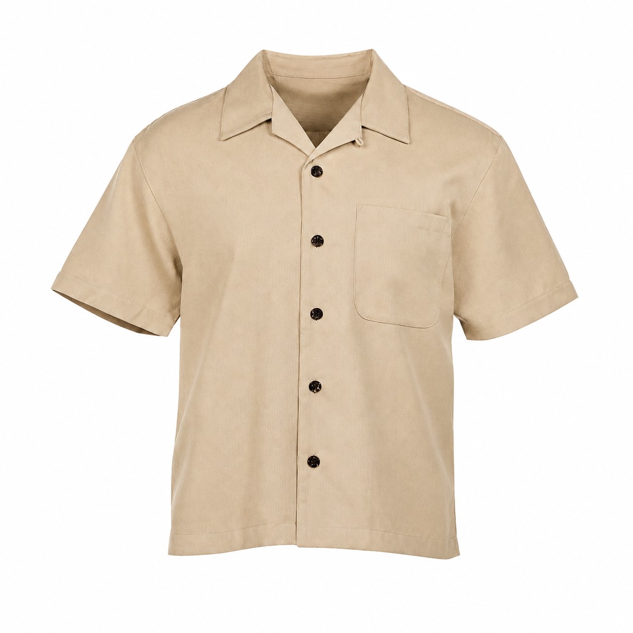 Men's Cotton Polyester Camp Shirt — Tan Beige