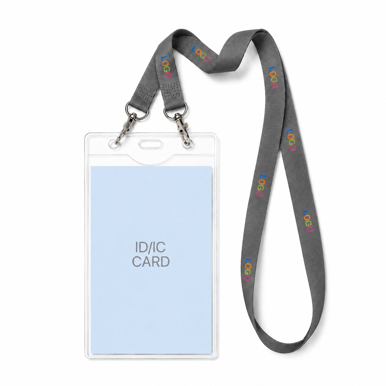 Visitor Badge Holder Set With Polyester Lanyard