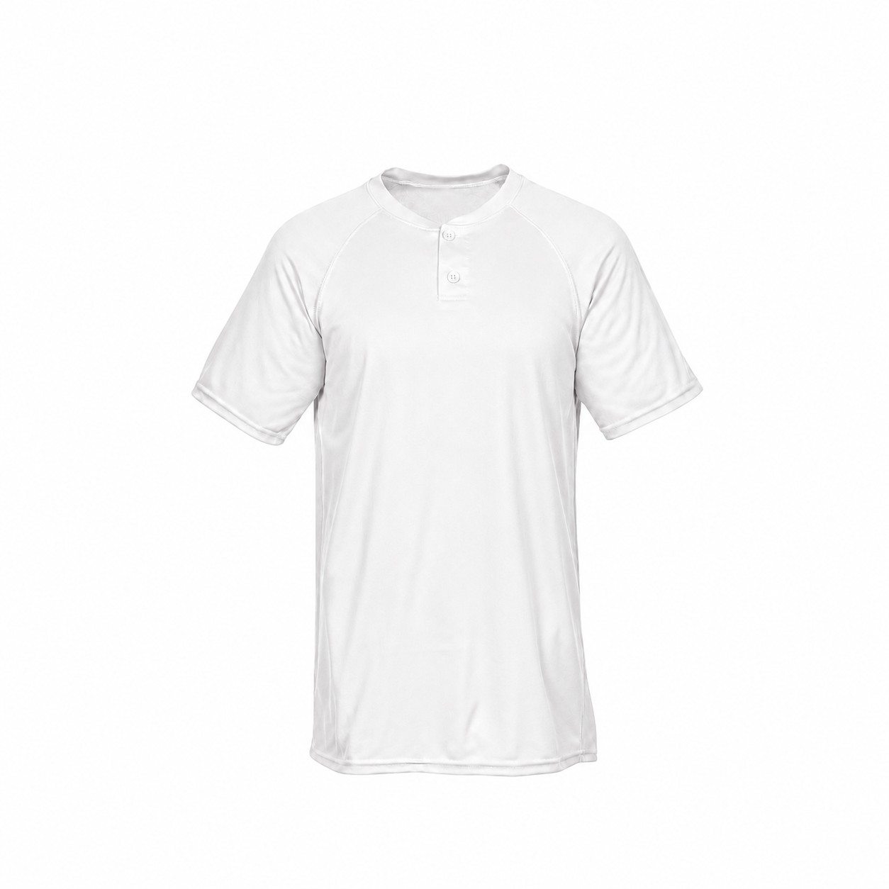 Polyester Two Button Baseball Jersey — White
