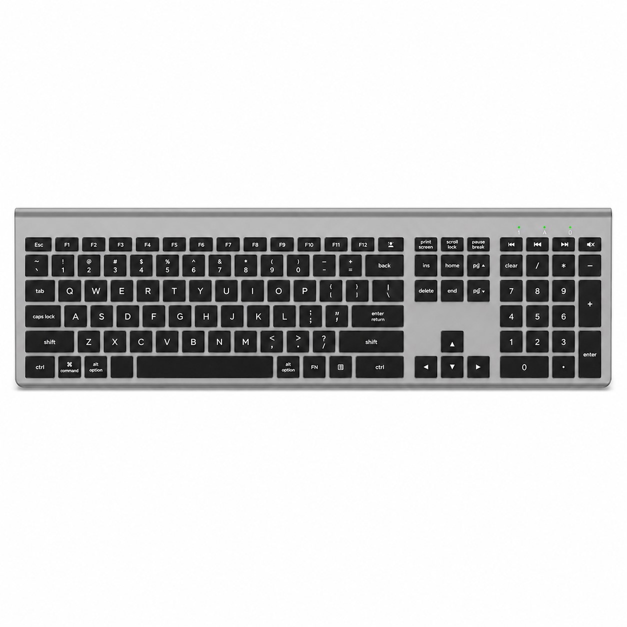 Full Size Rechargeable Wireless Keyboard — Pewter Gray