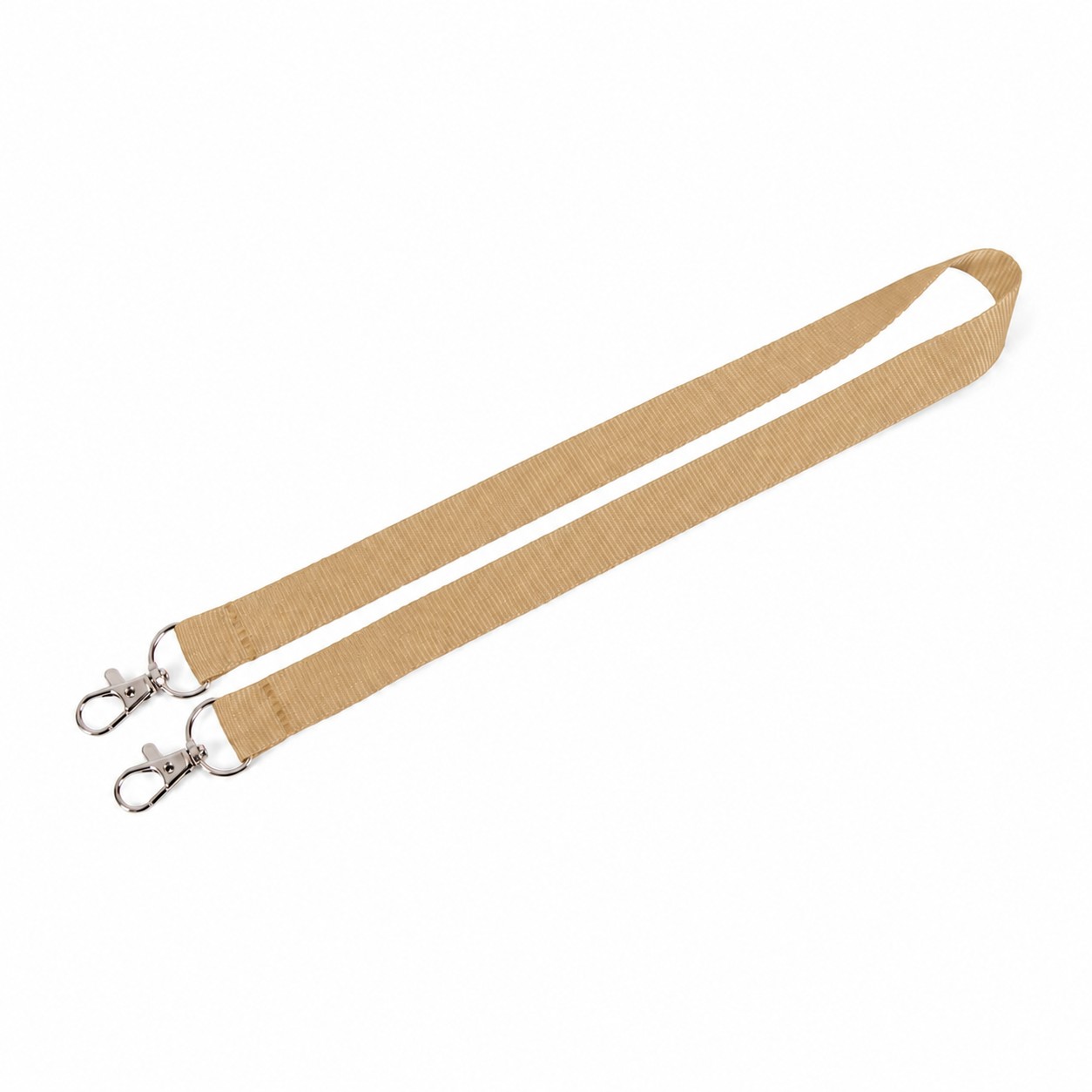 Polyester Dual Clip Lanyard — Tan Beige
