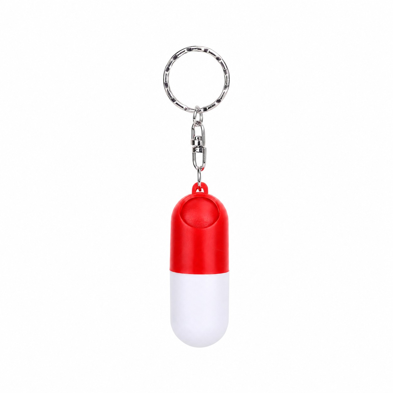 Rotating ABS Pill Case Keychain — Red