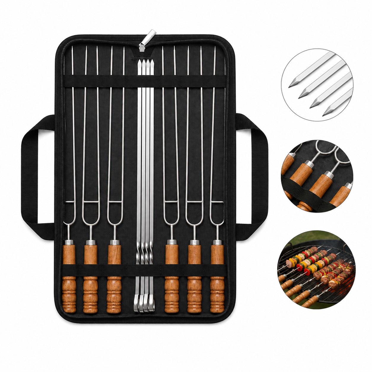 Ten Piece Stainless Steel Grill Skewer Set