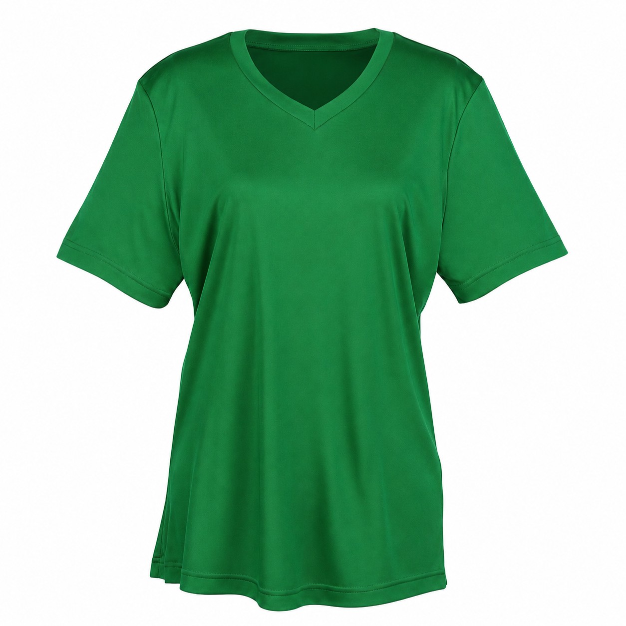 Ladies Polyester V Neck Shirt — Green