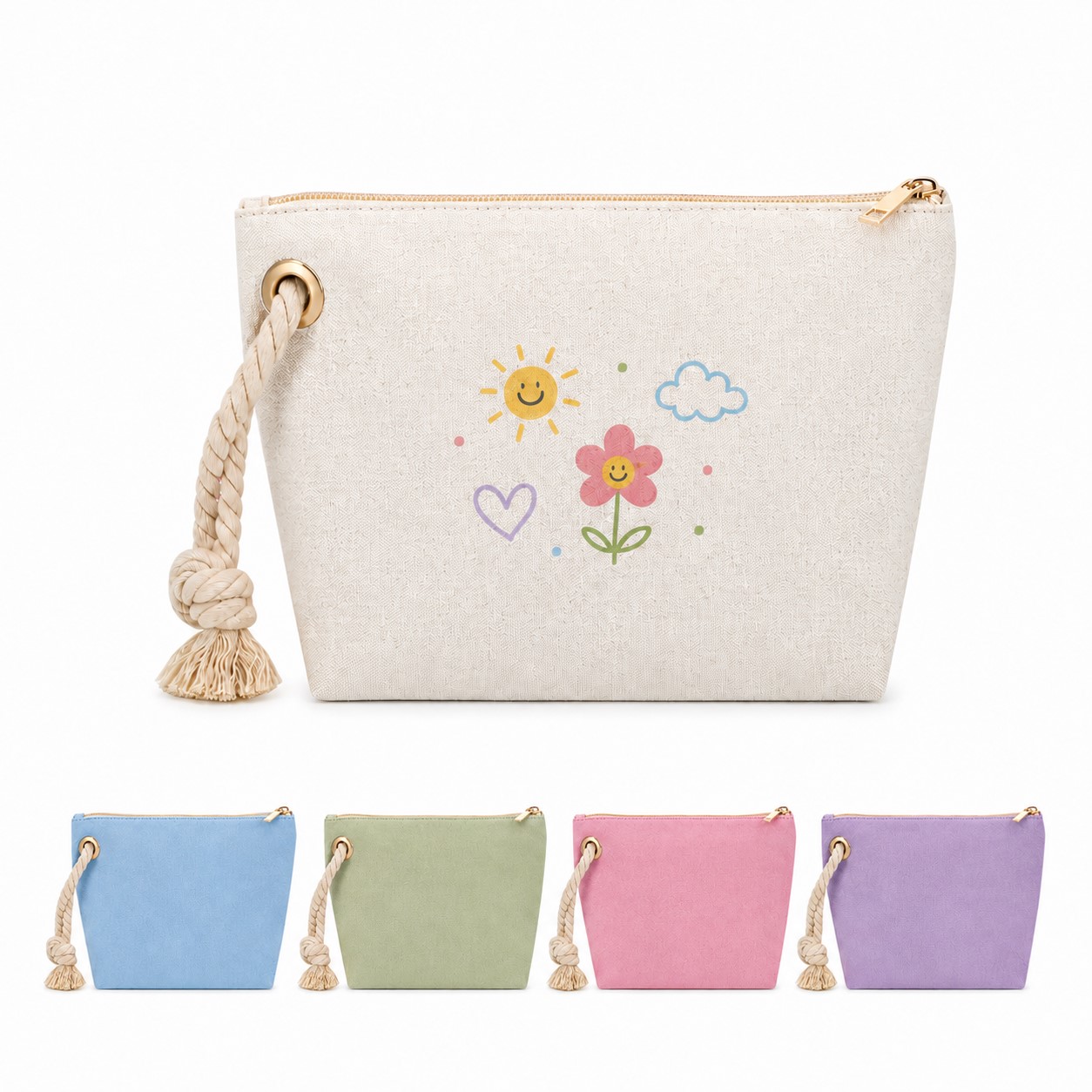 Canvas Cosmetic Bag With Cotton Rope Handle
