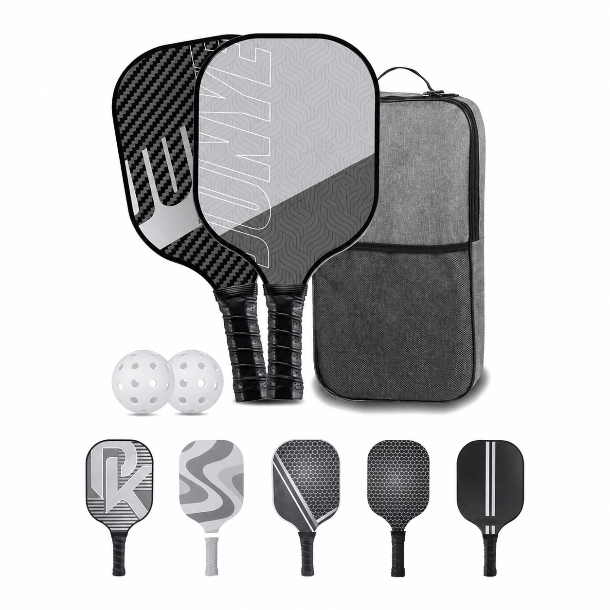 Carbon Fiber Pickleball Paddle Kit — Silver