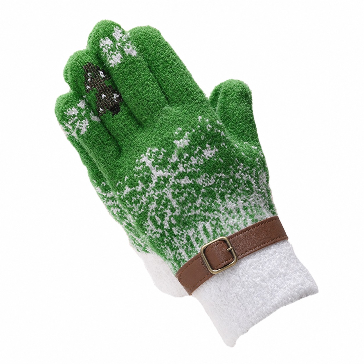 Yarn Touchscreen Winter Gloves — Green