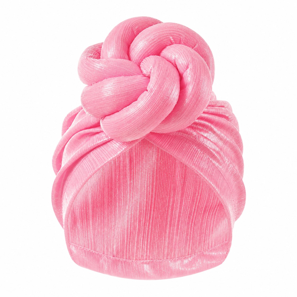 Ice Silk Shiny Knot Turban Hat — Pink
