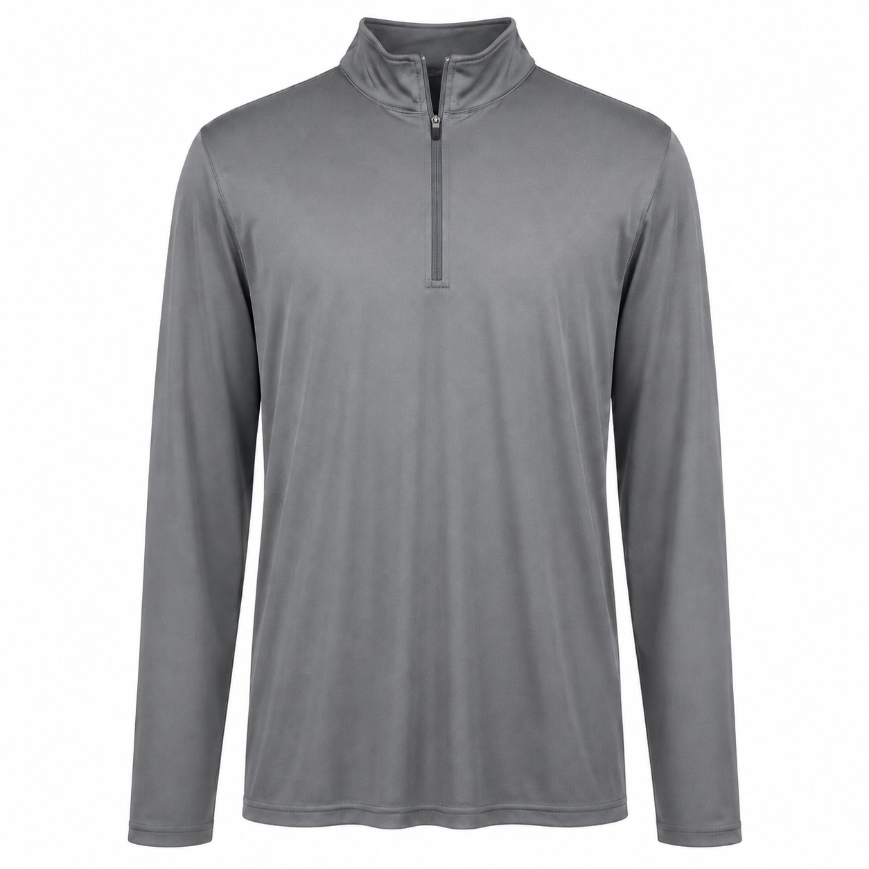 Men's Polyester Quarter Zip Team Pullover — Gray