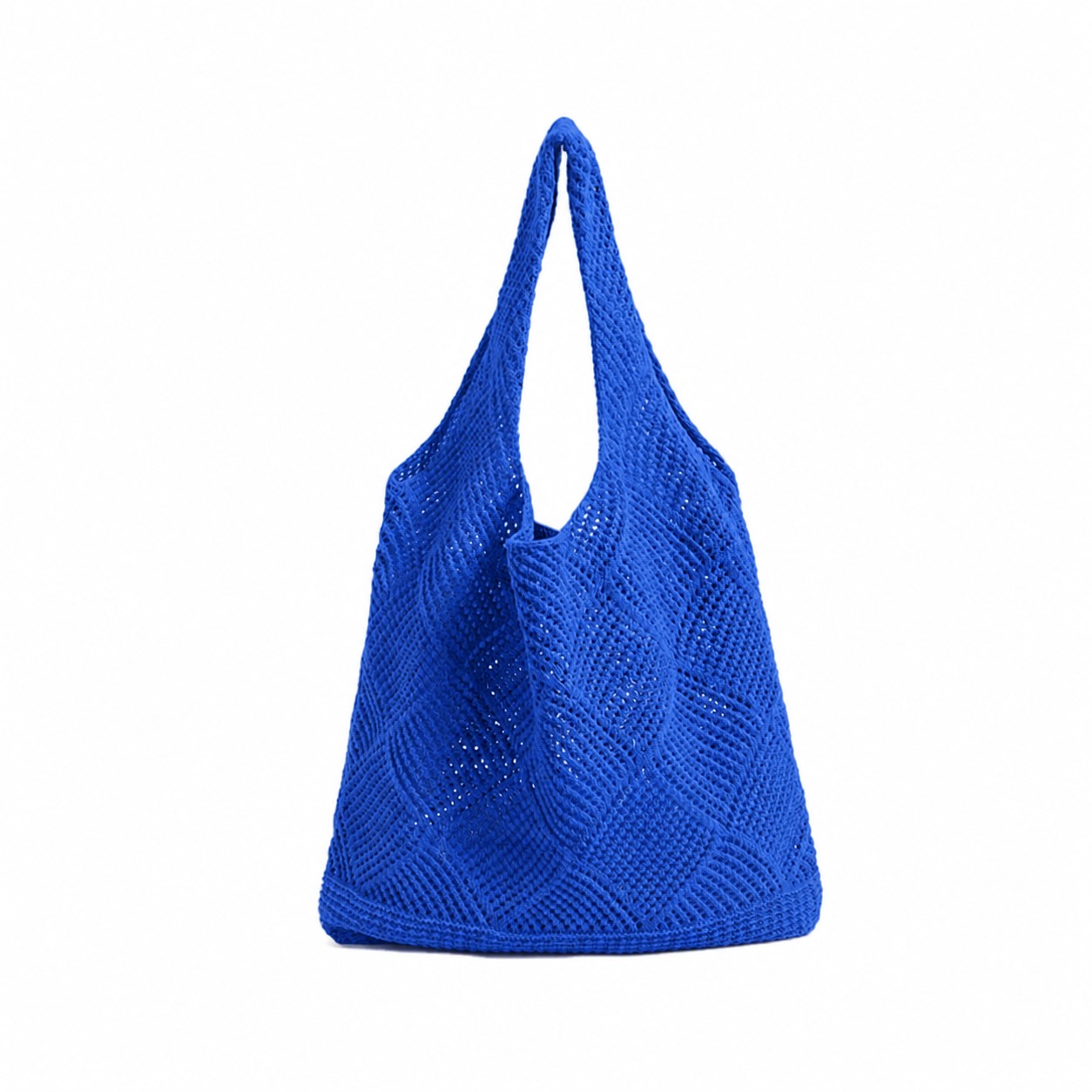 Hollow Knit Polyester Tote — Blue