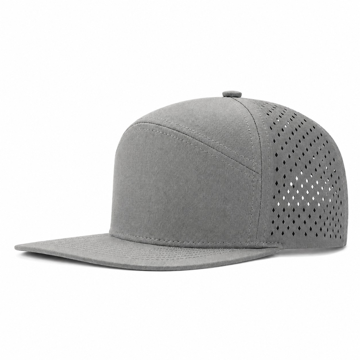 Polyester Flat Brim Snapback Cap — Gray