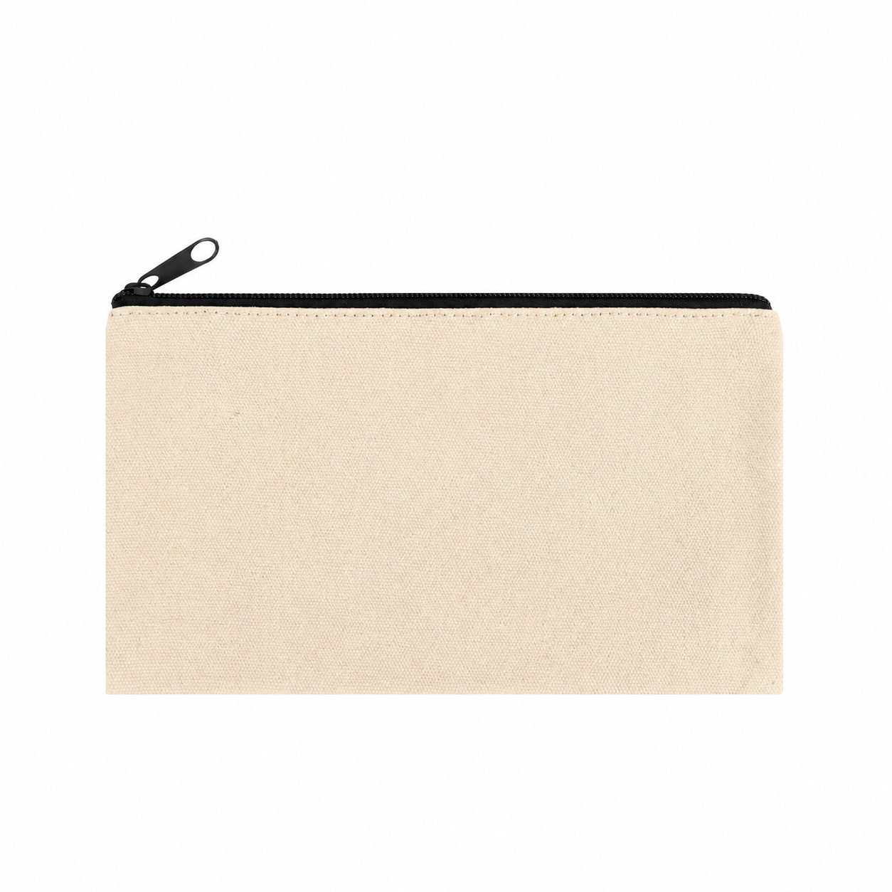 Zippered Storage Canvas Makeup Bag — Natural Beige