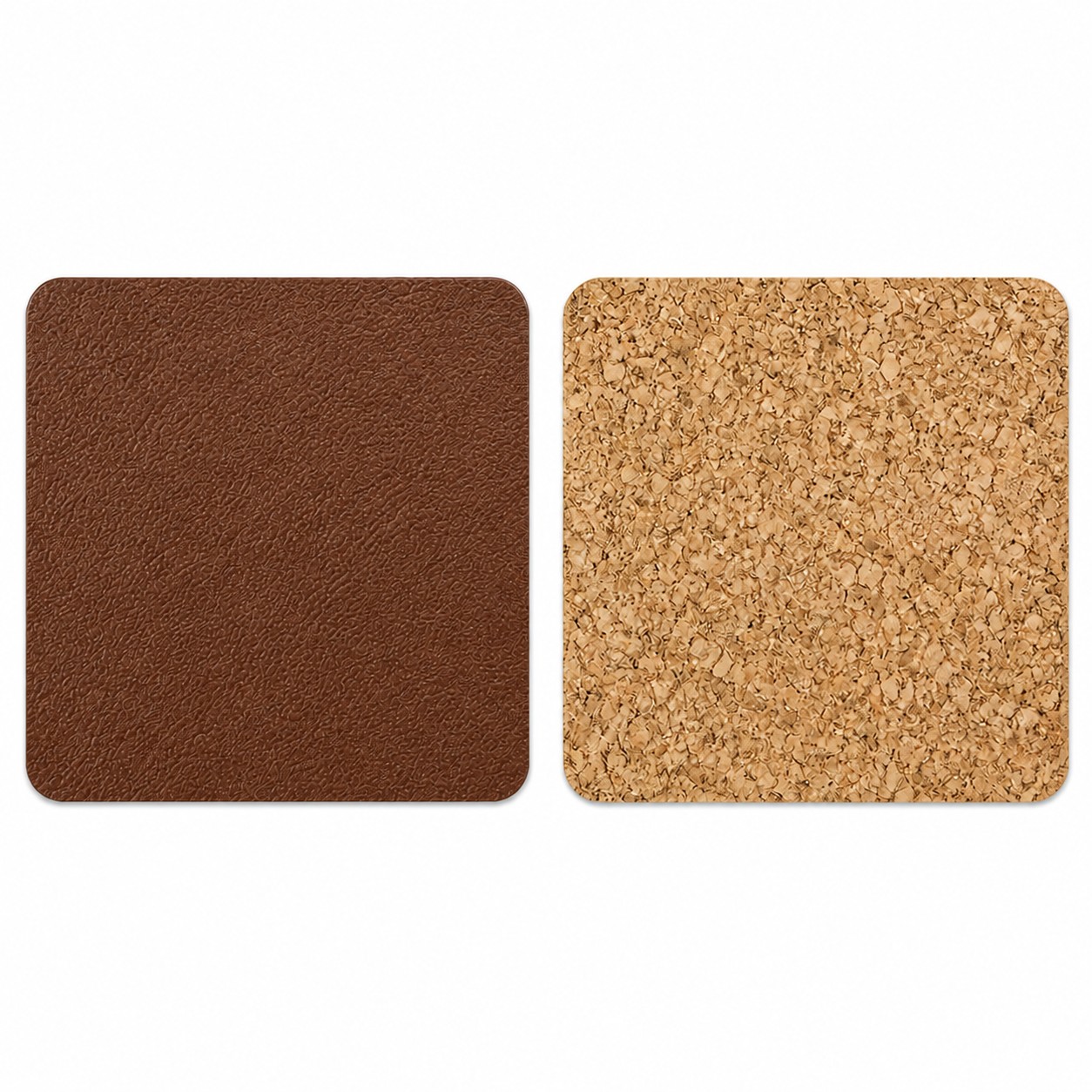 Round PU Leather Cork Coaster — Brown
