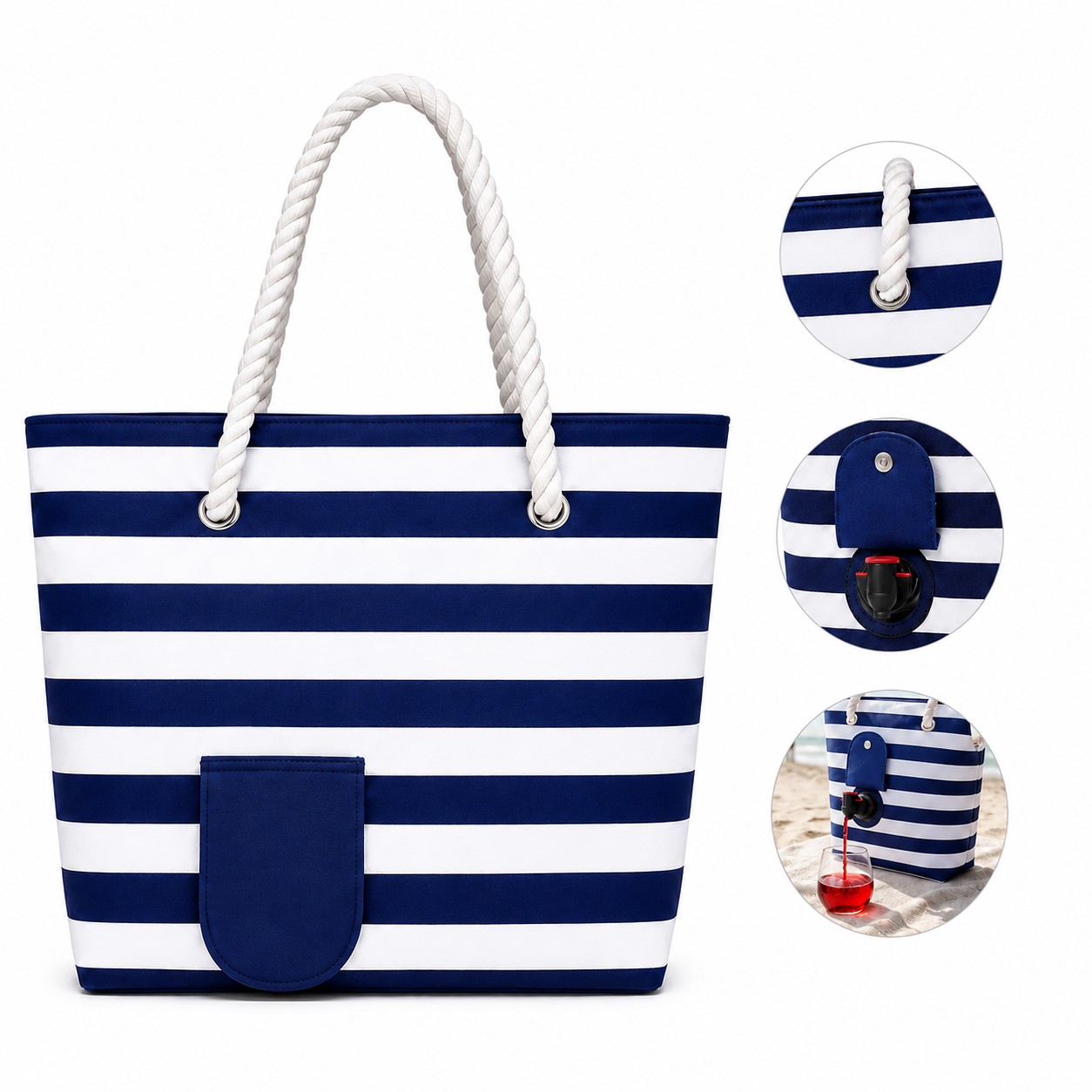 Insulated Oxford Beach Wine Tote
