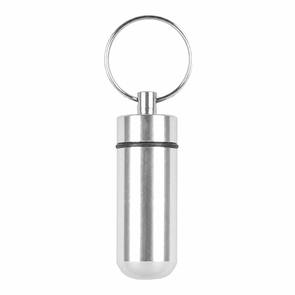 Aluminum Pill Case Keychain — Silver