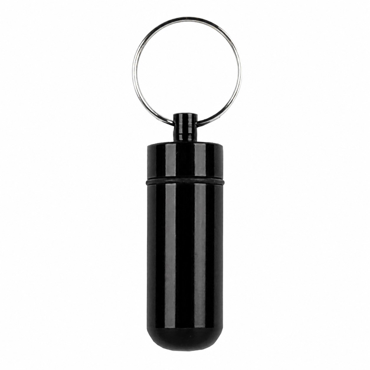 Aluminum Pill Case Keychain — Black