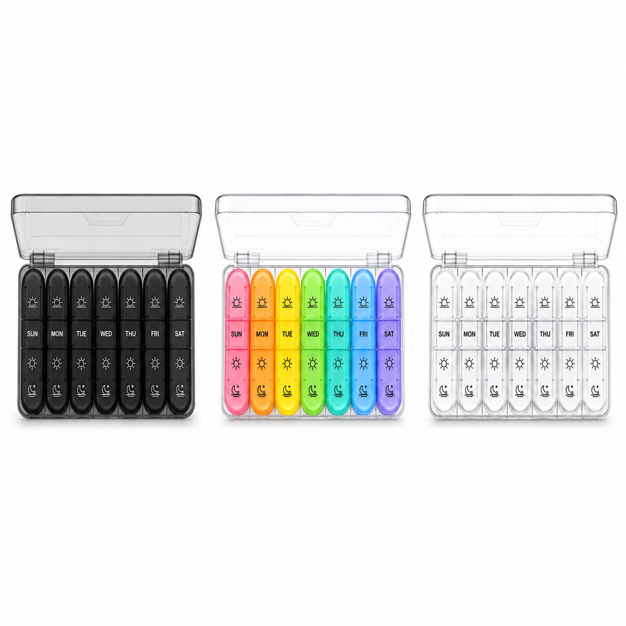 Weekly Plastic Pill Case With 21 Compartments