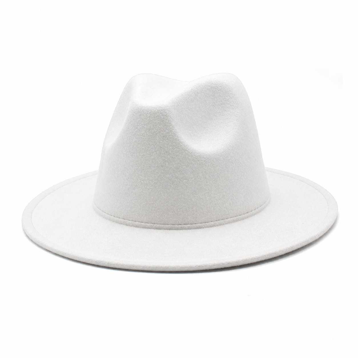 Polyester Wide Brim Fedora Hat — White