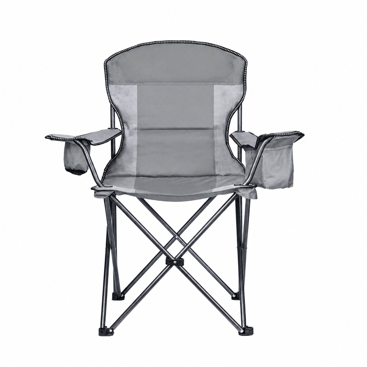 Cooler Pouch Folding Camp Chair — Gray