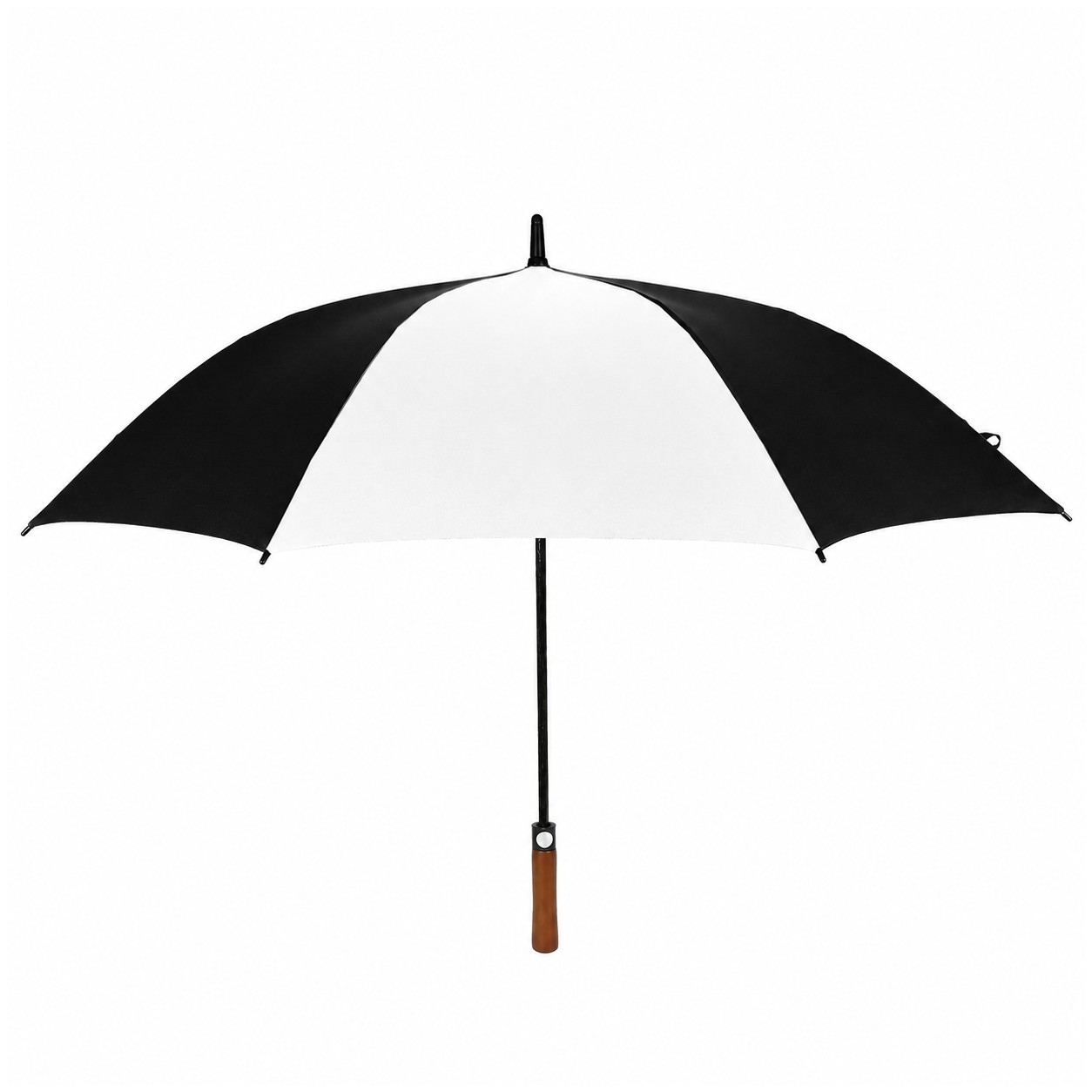 Auto Open Wood Handle Umbrella — Black/White