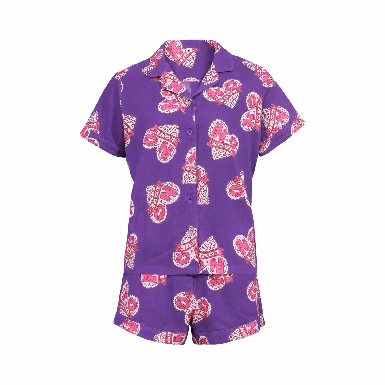 Cotton Pajama Shorts Set — Purple