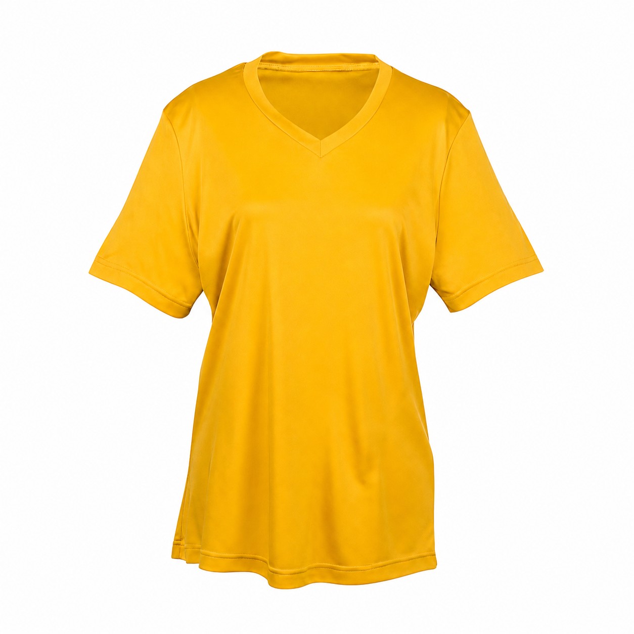 Ladies Polyester V Neck Shirt — Gold