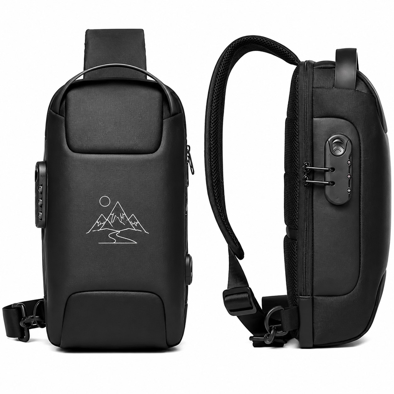 Locking Polyester Crossbody Sling Backpack