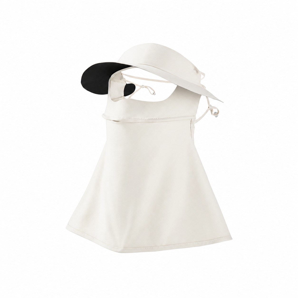 Polyester Mask Drape Sun Hat — Off White