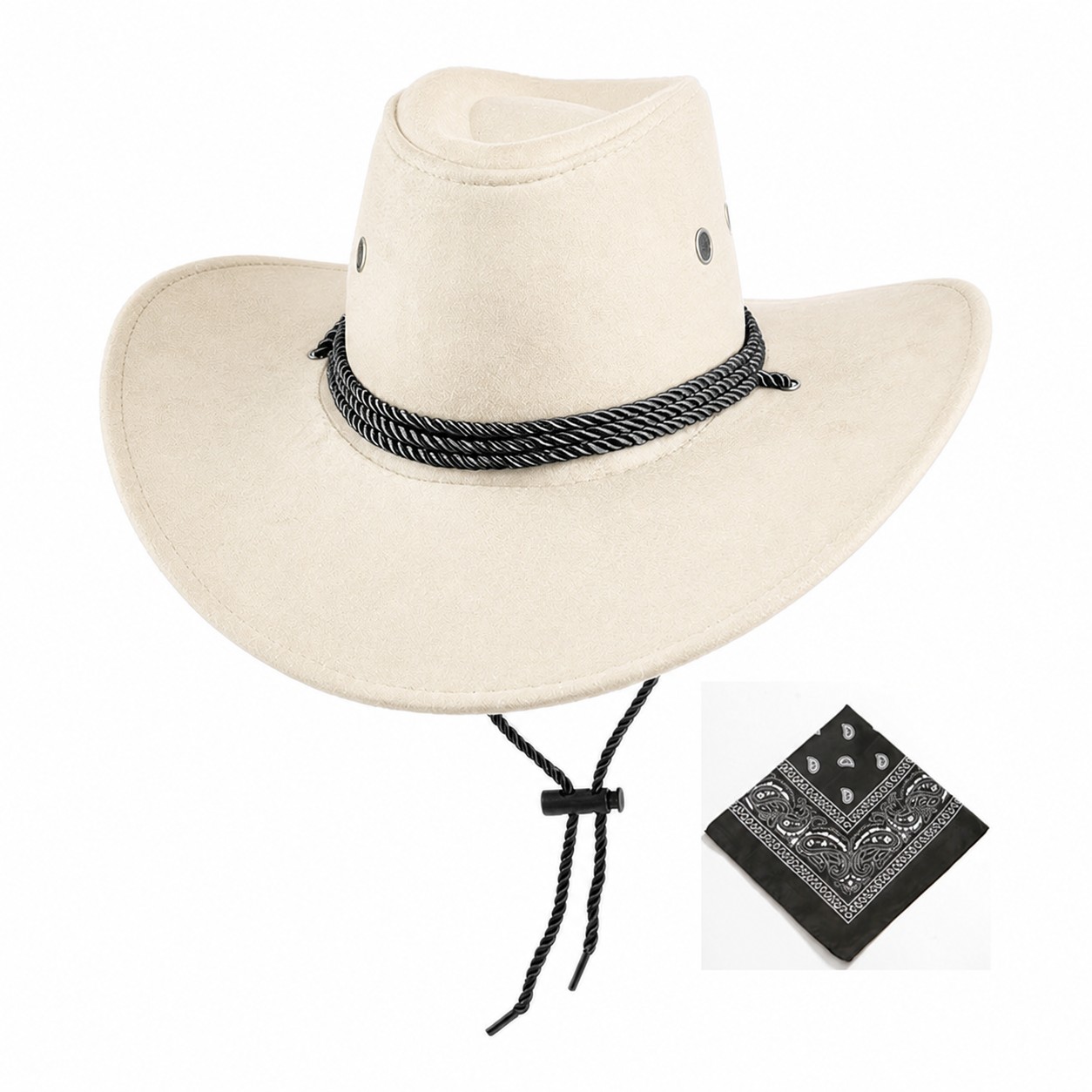 Spandex Cowboy Hat With Bandana — Off White