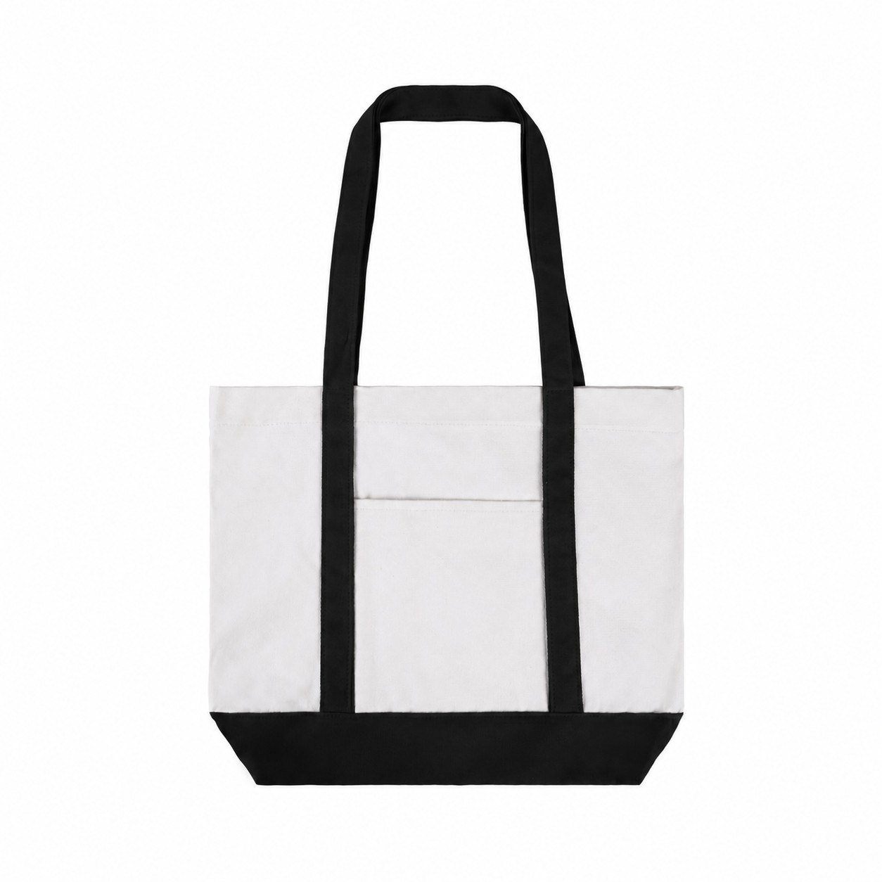 Structured Bottom Cotton Tote Bag — Black