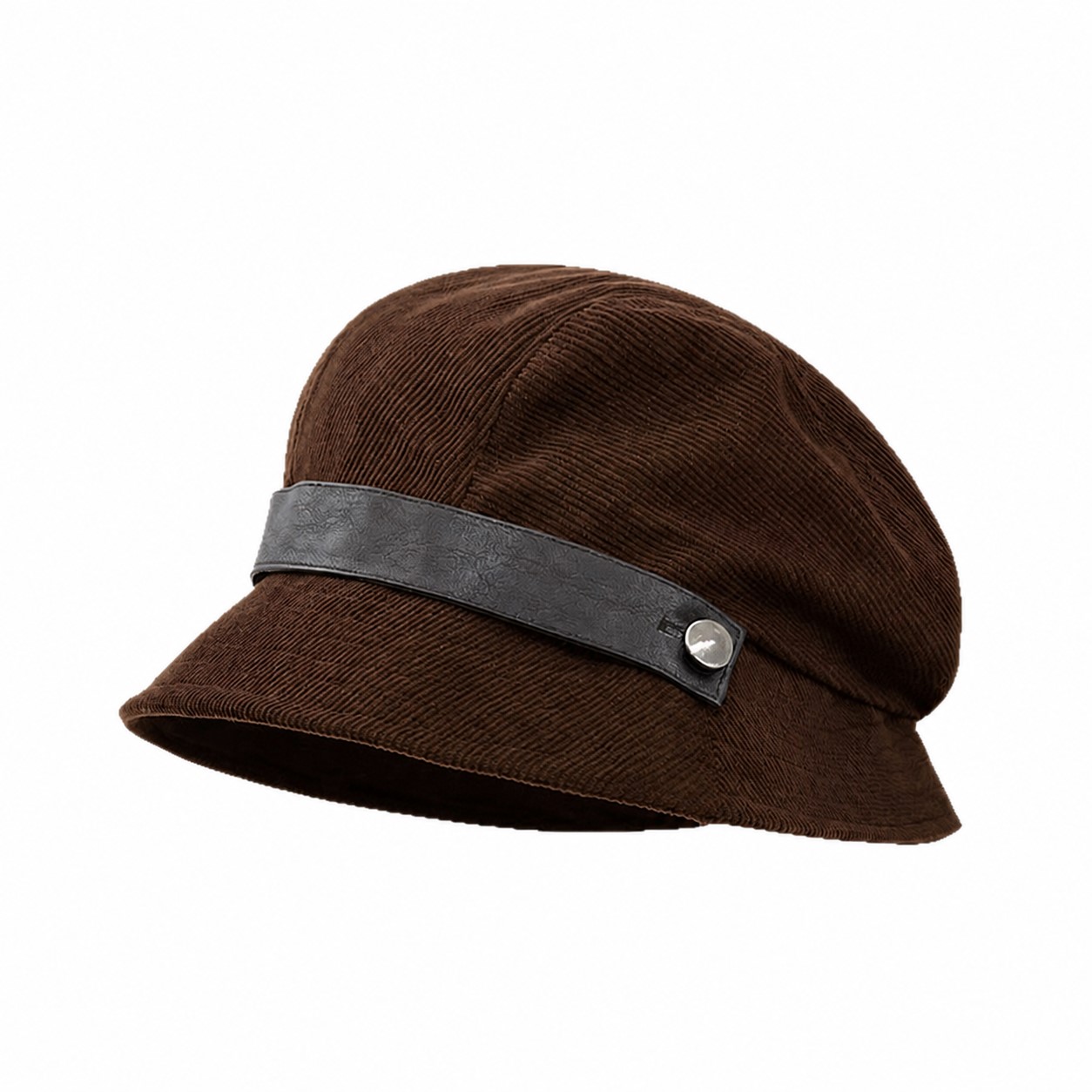 Corduroy Short Brim Cadet Cap — Coffee Brown