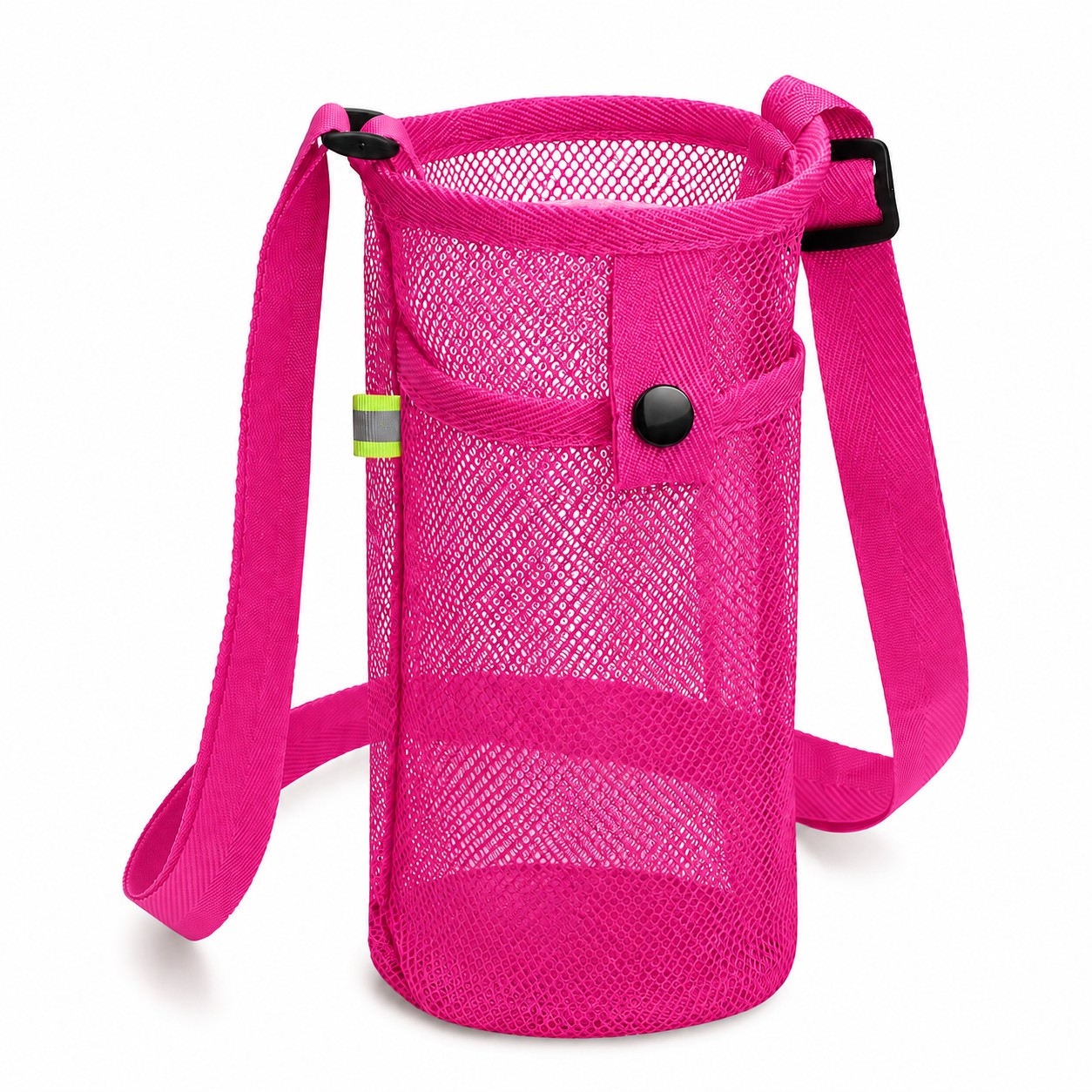 Mesh Water Bottle Holder With Strap — Rose Red