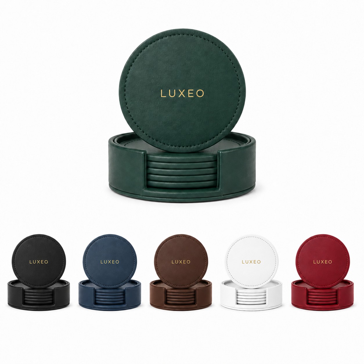 Double-Sided Leather Drink Coaster Set