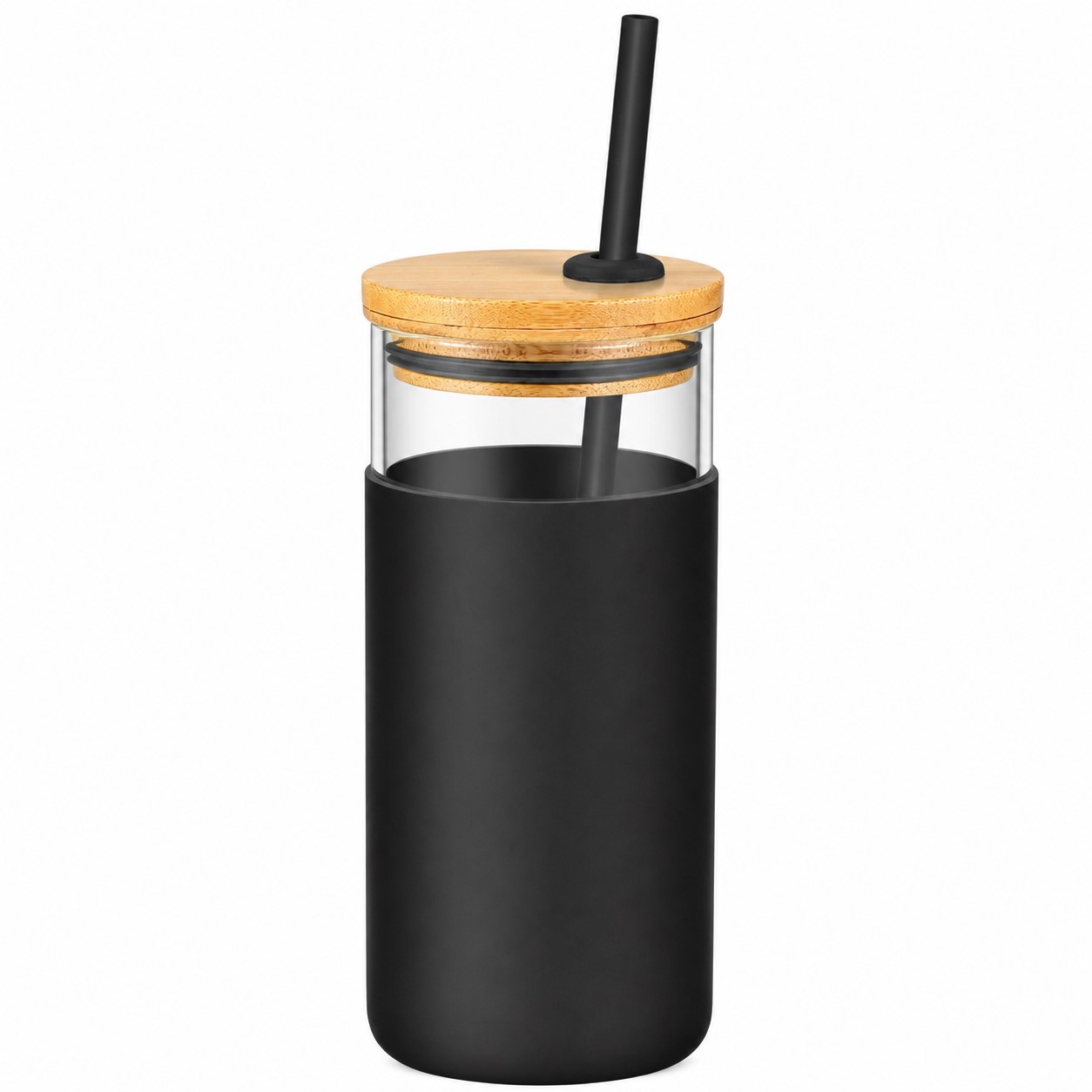 Sleeved Glass Tumbler With Bamboo Lid And Straw — view 2