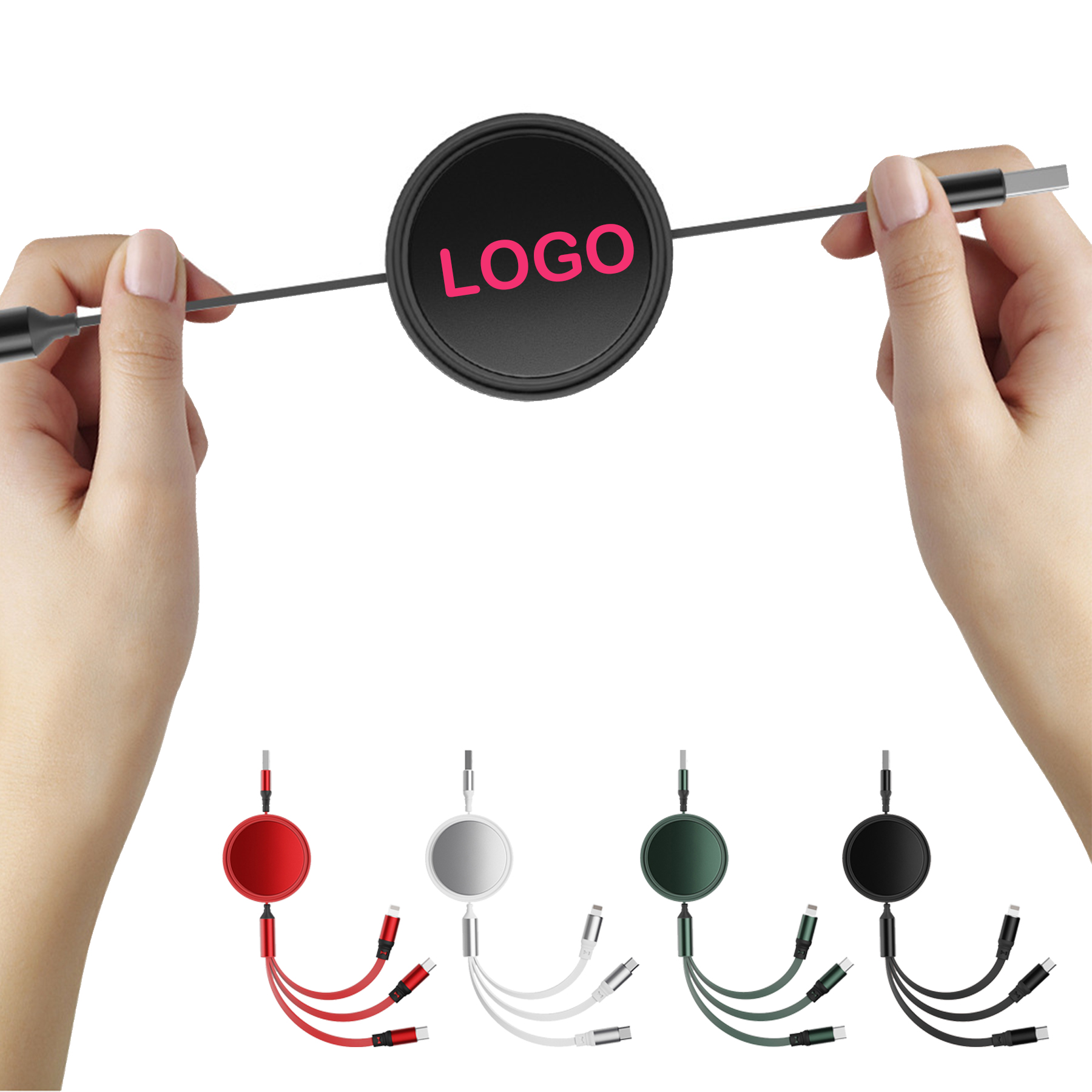 Round Retractable Multi Lead Cable