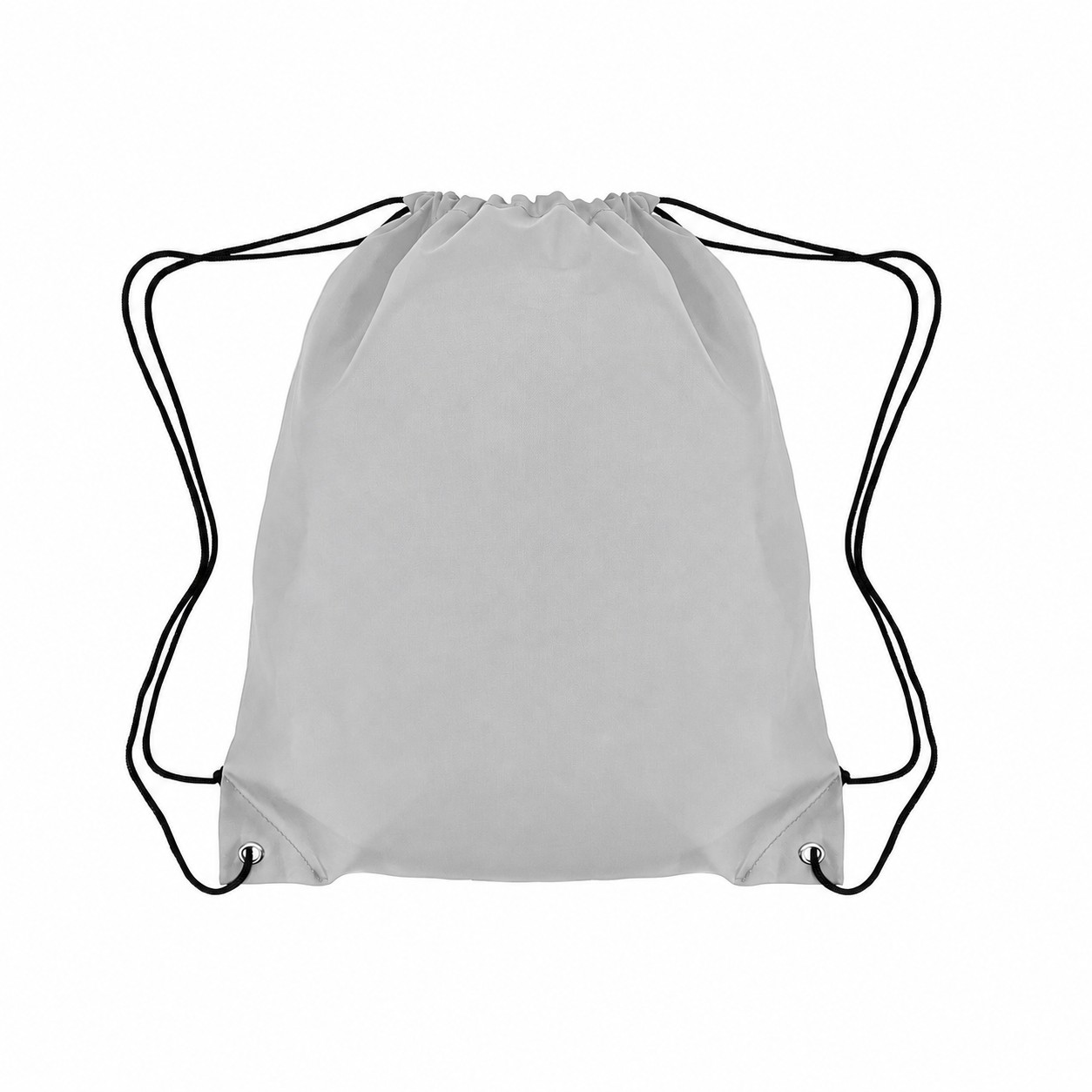 210D Polyester Grommet Detail Drawstring Bag — Gray