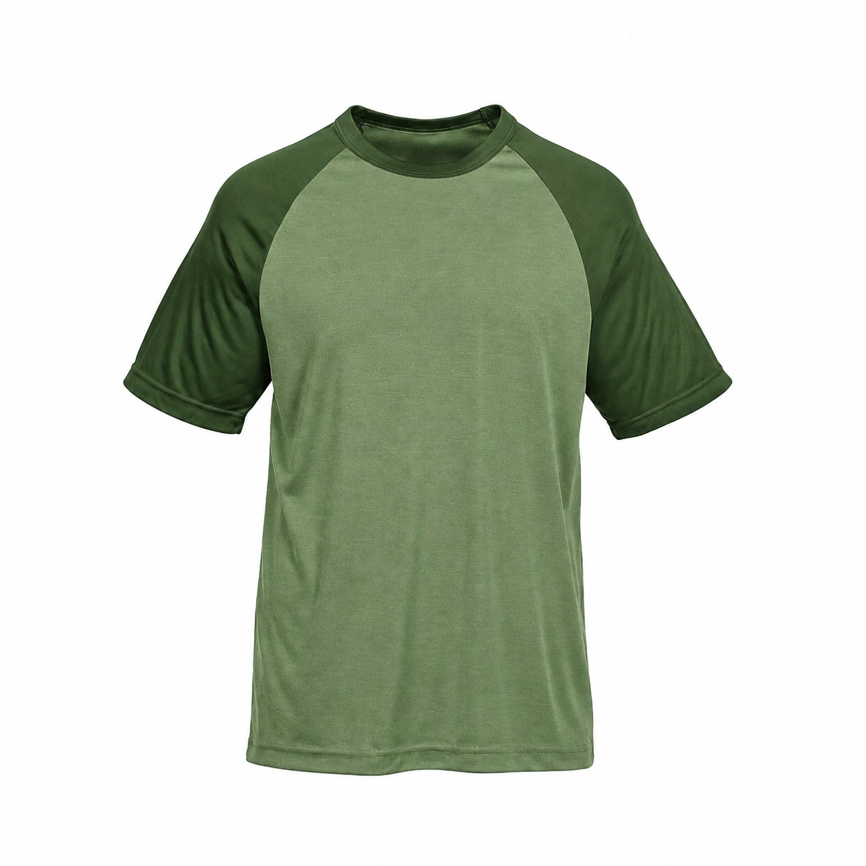 Colorblock Polyester Raglan Shirt — Green