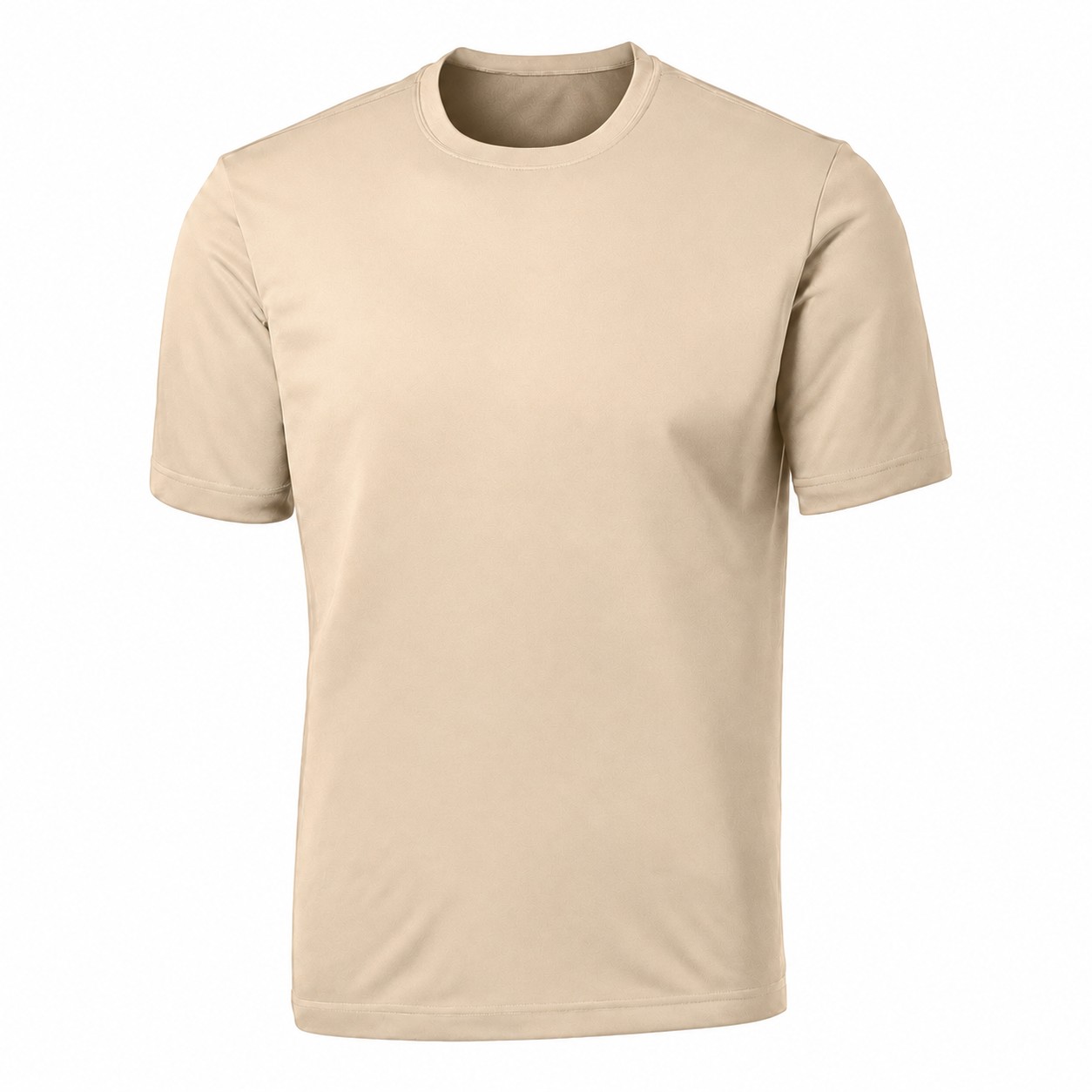 Men's Polyester Athletic Crewneck T-Shirt — Beige