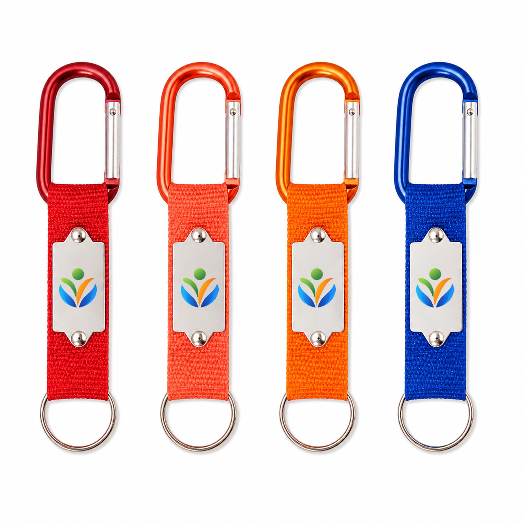Aluminum Carabiner Key Ring With Nylon Strap — view 1