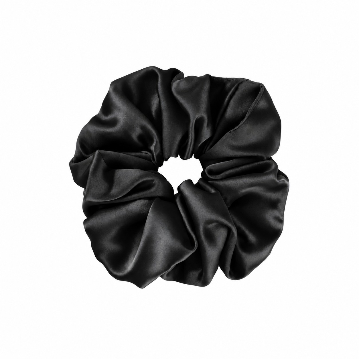 Satin Elastic Hair Scrunchie — Black