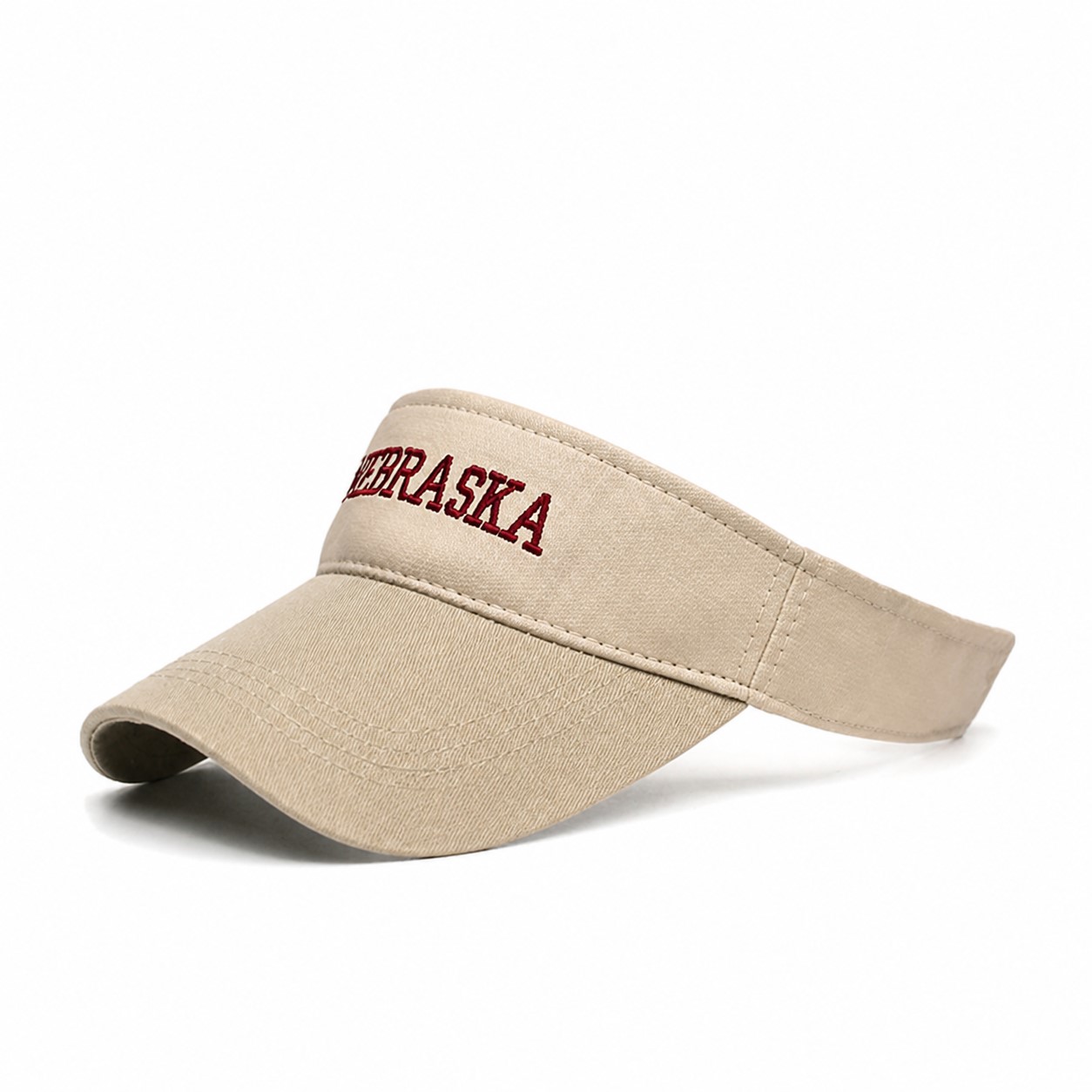 Cotton Open Top Visor Cap — Beige