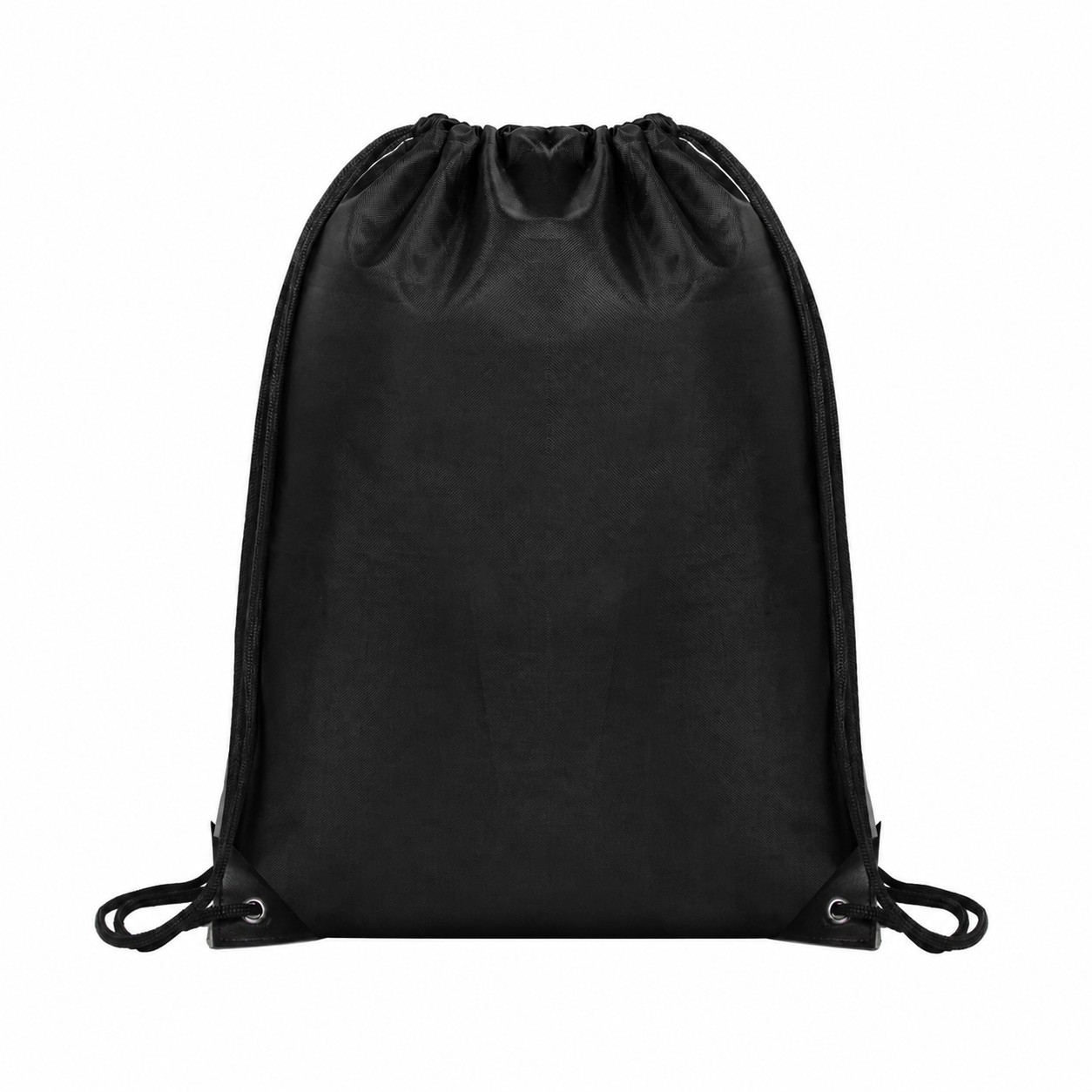Metal Grommets Drawcord Closure Drawstring Bag — Black