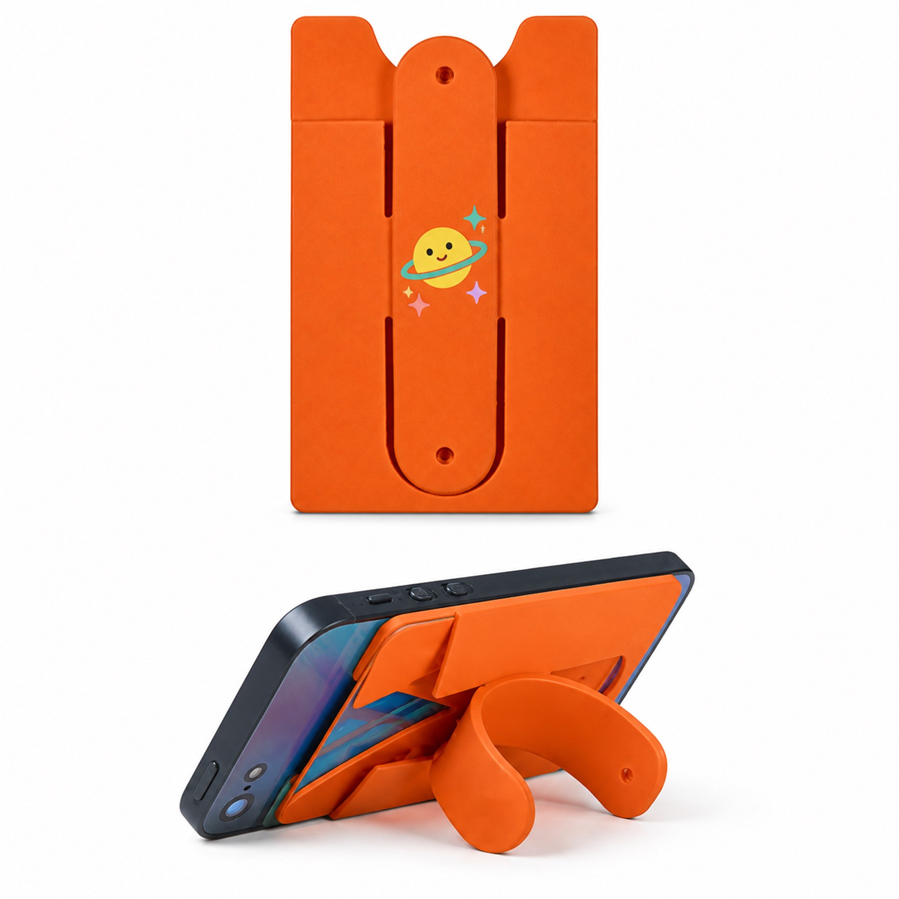 Silicone Phone Card Holder With Foldout Stand