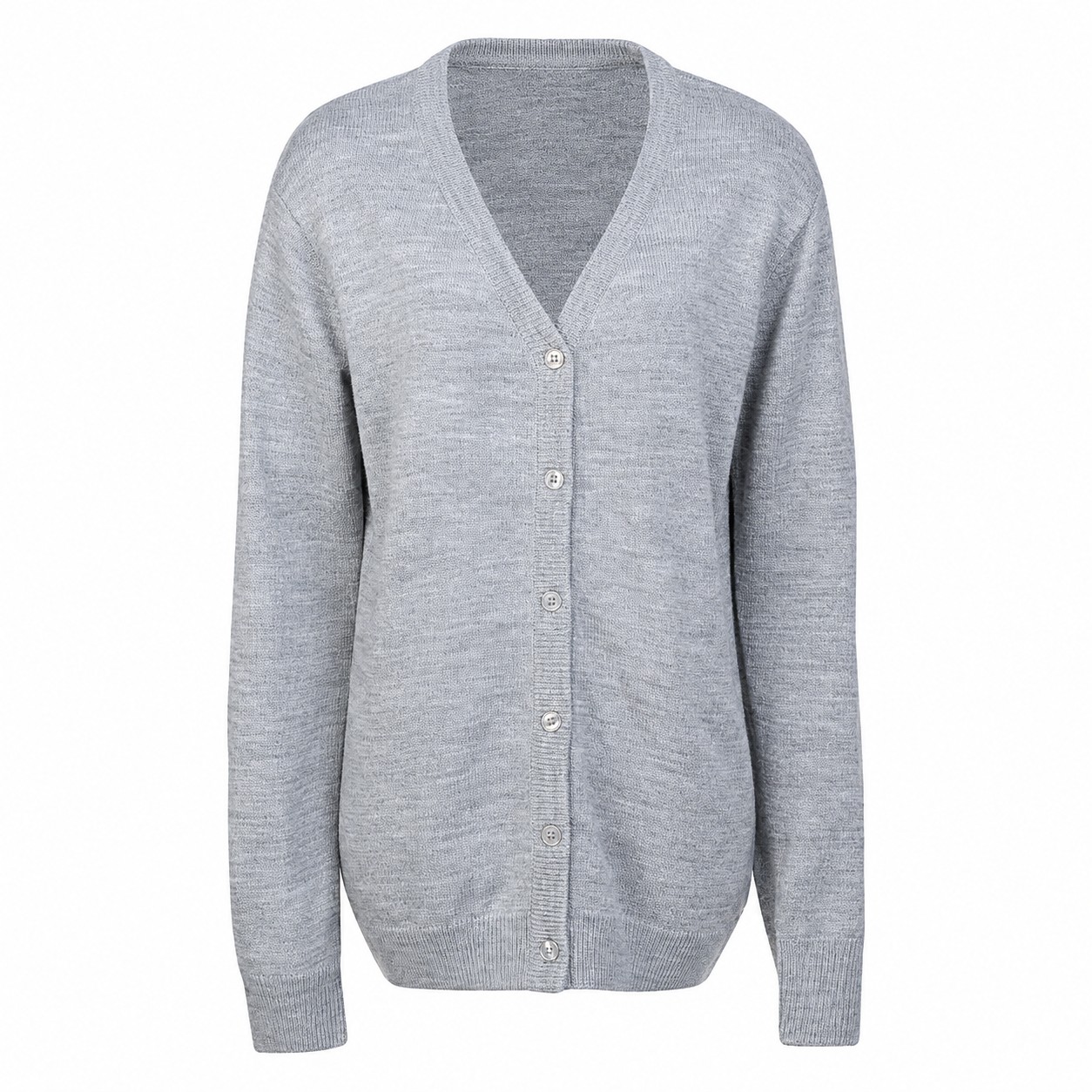 Women's Fine-Gauge Acrylic V-Neck Button Cardigan — view 2