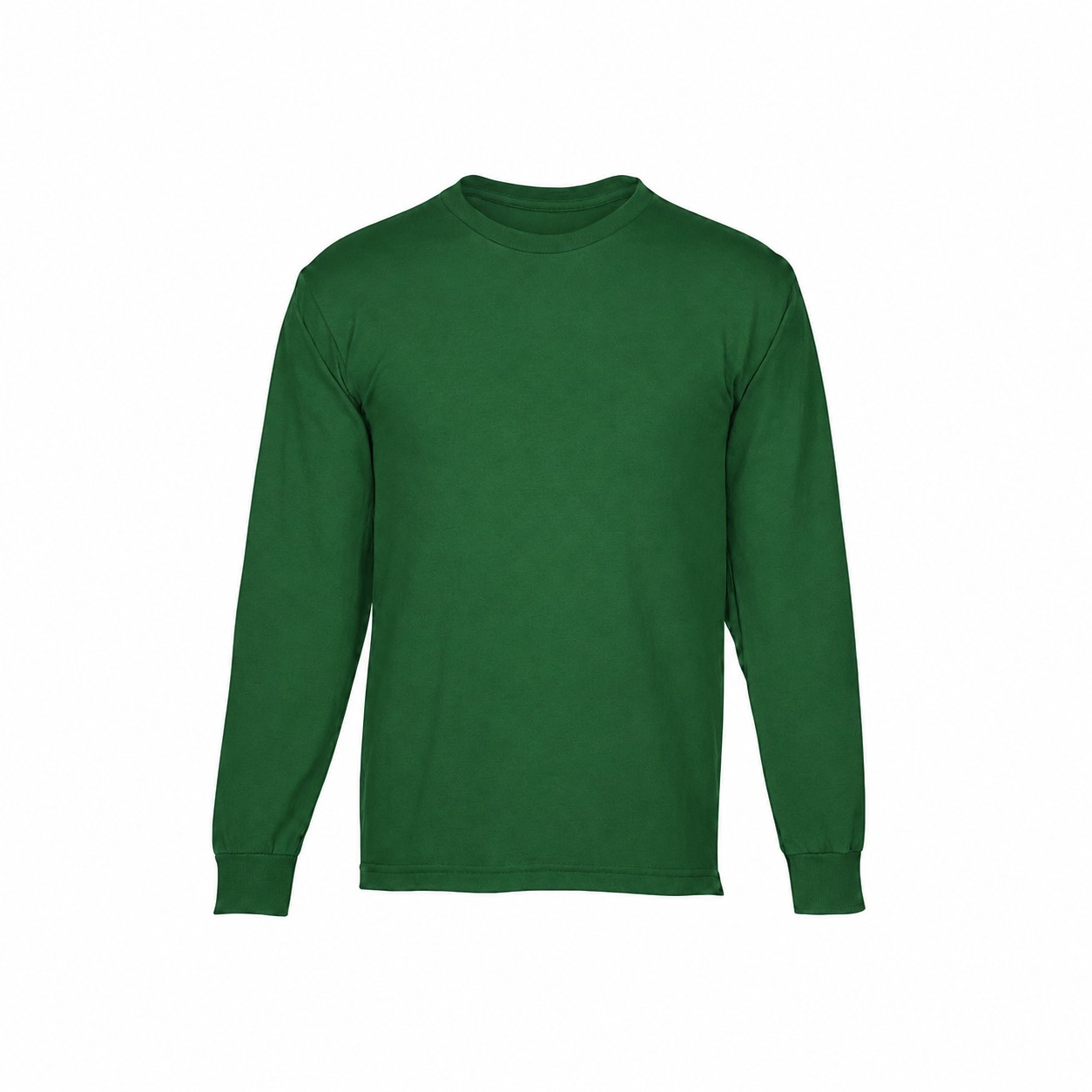 Cotton Long Sleeve T-Shirt With Reinforced Hem — Green