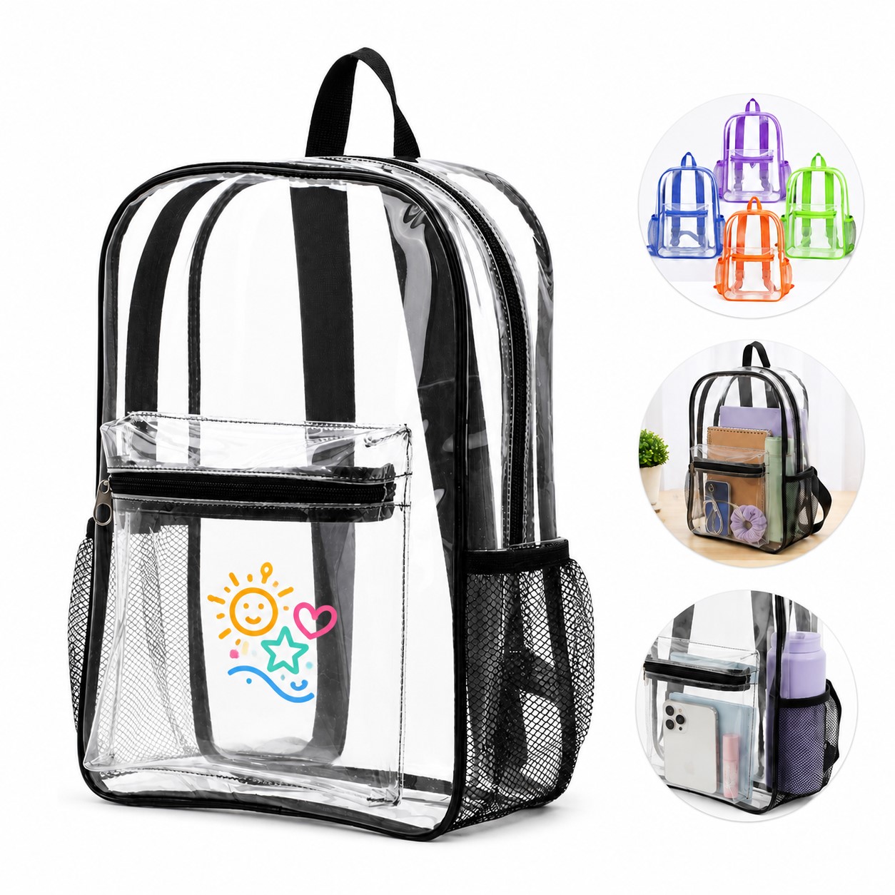 Clear Front Pocket Water Resistant Backpack