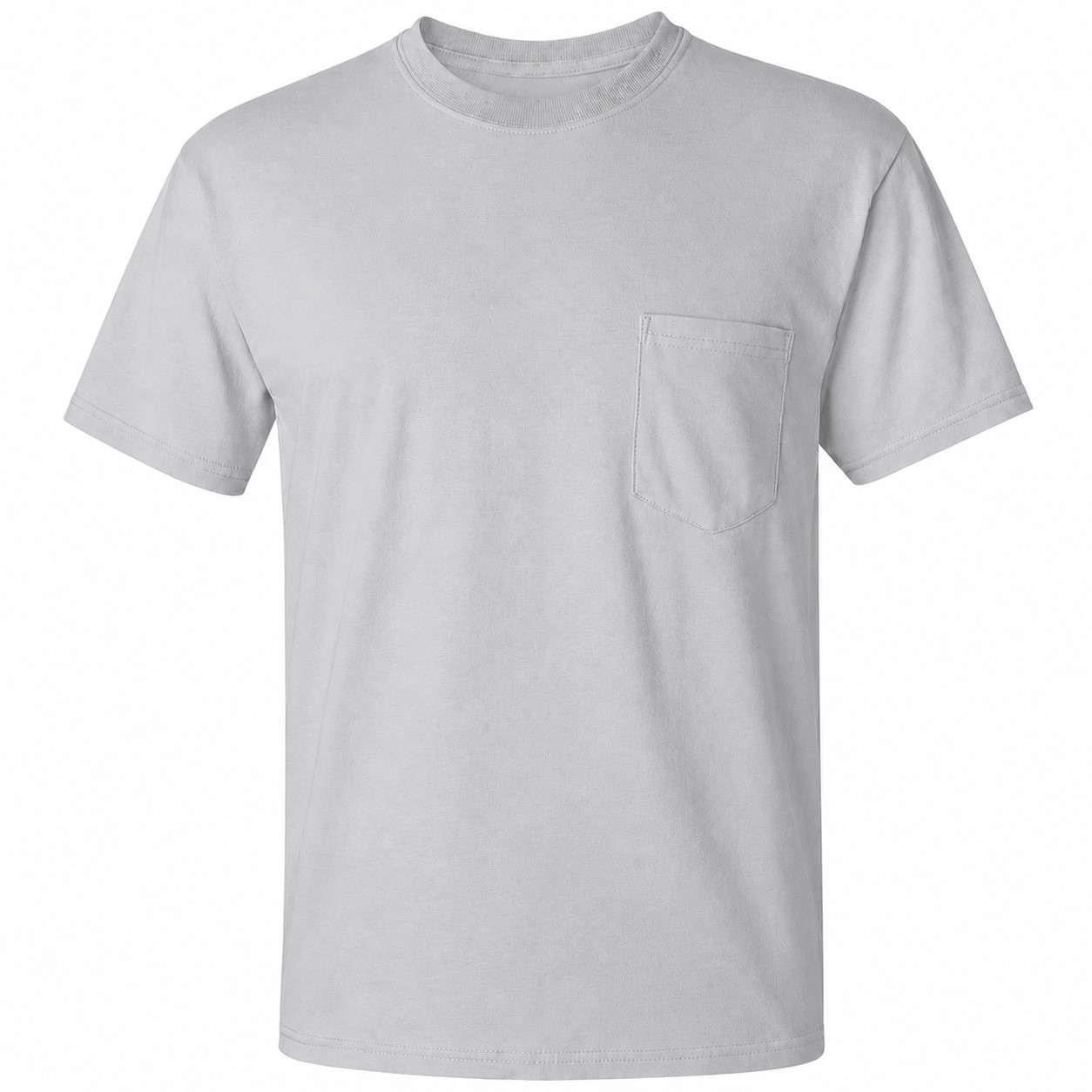 Pocket Cotton Crewneck T Shirt — Silver