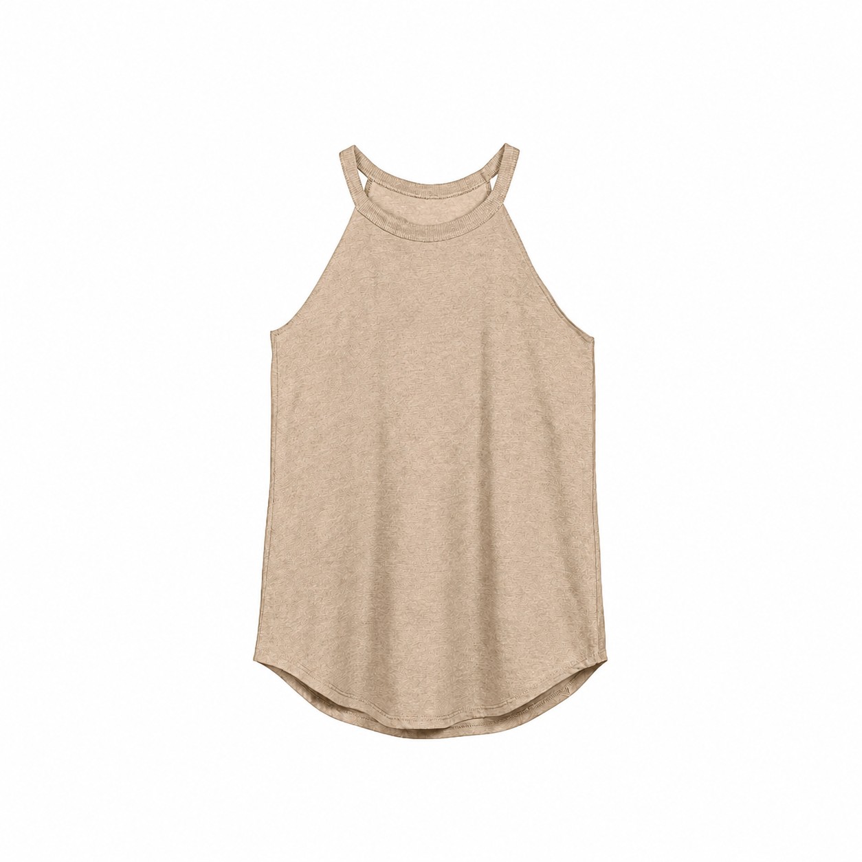 Ladies High Neck Tri Blend Tank Top — Tan Beige
