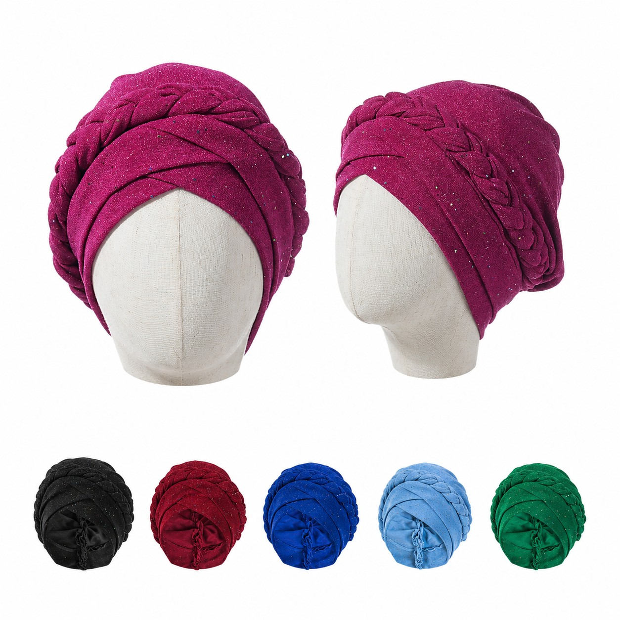 Polyester Shiny Braid Turban Hat